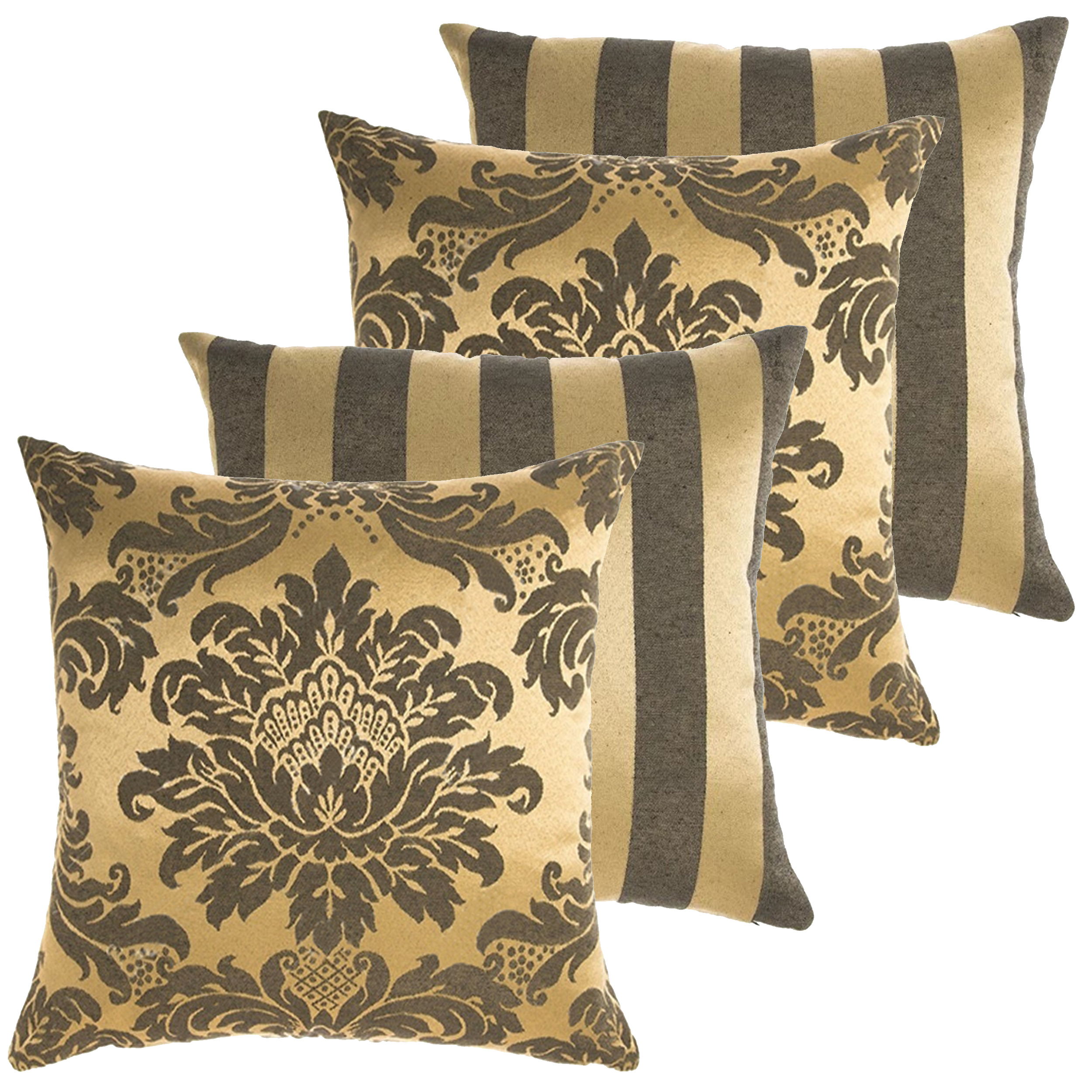 04 Capas para Almofadas Jacquard Preto e Dourado 45x45cm