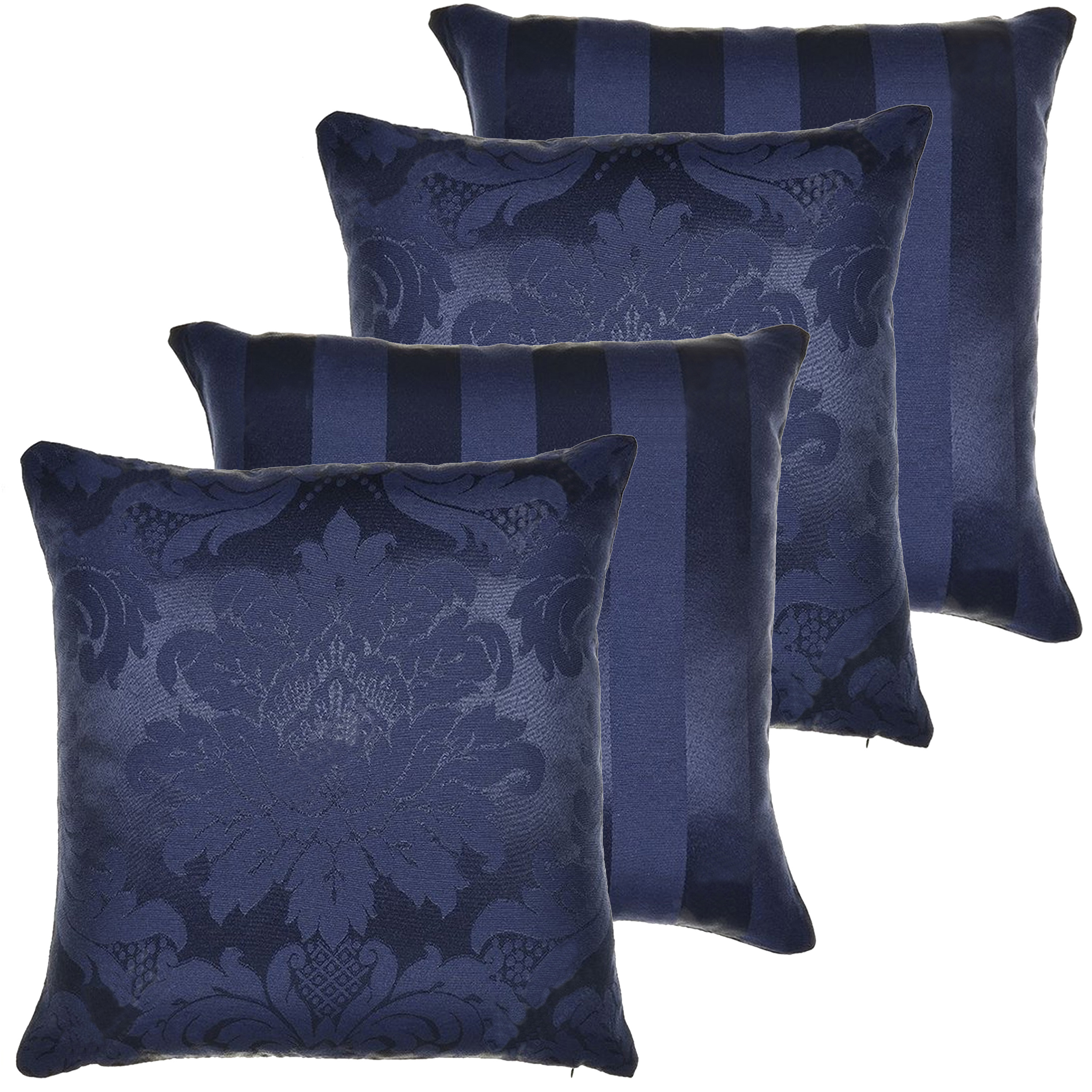 04 Capas para Almofadas Jacquard Azul Marinho