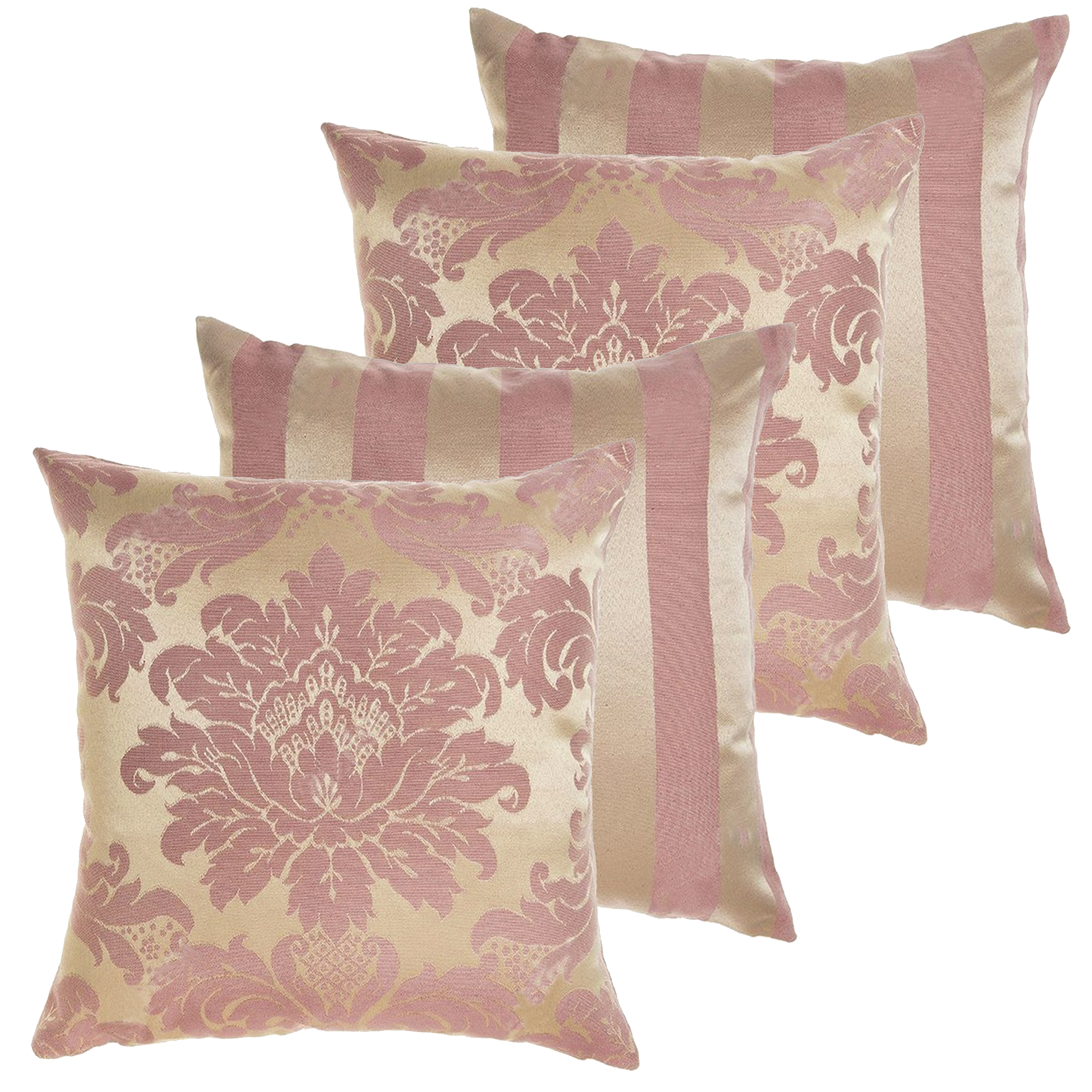 04 Capas para Almofadas Jacquard Rosa e Dourado 45x45cm