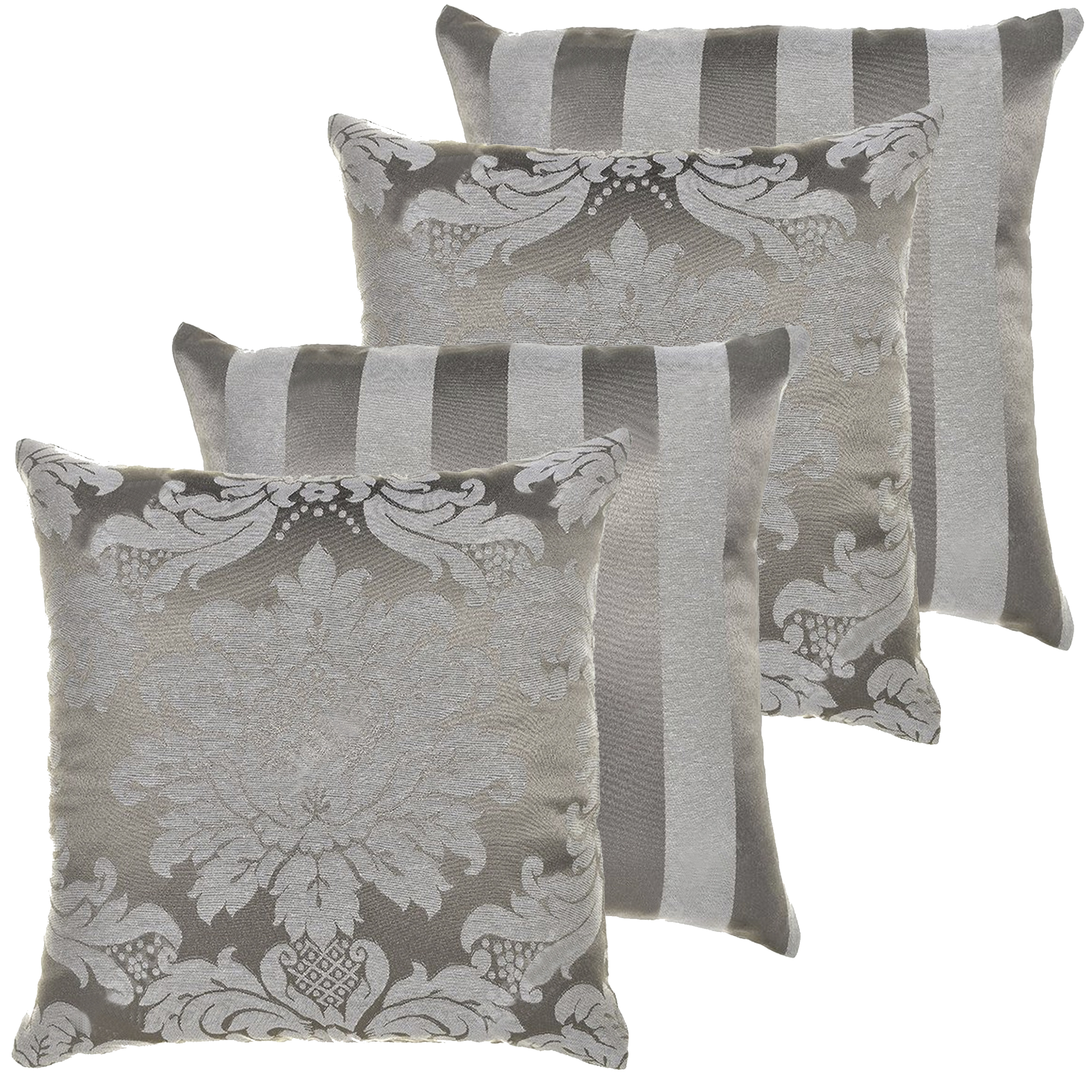 04 Capas para Almofadas Jacquard Cinza e Crú Tradicional 45 x 45cm