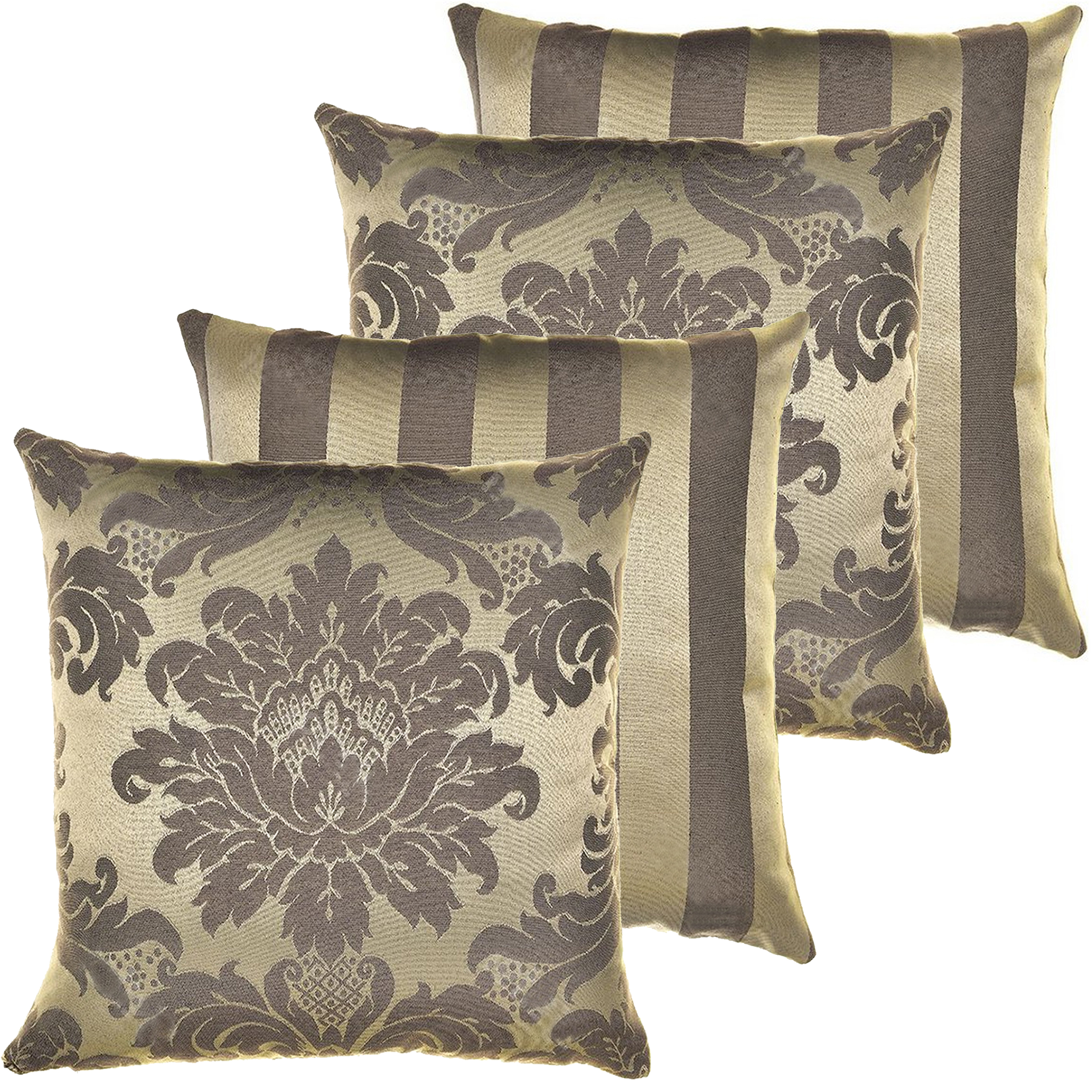 04 Capas para Almofadas Jacquard Marrom e Dourado 45x45cm