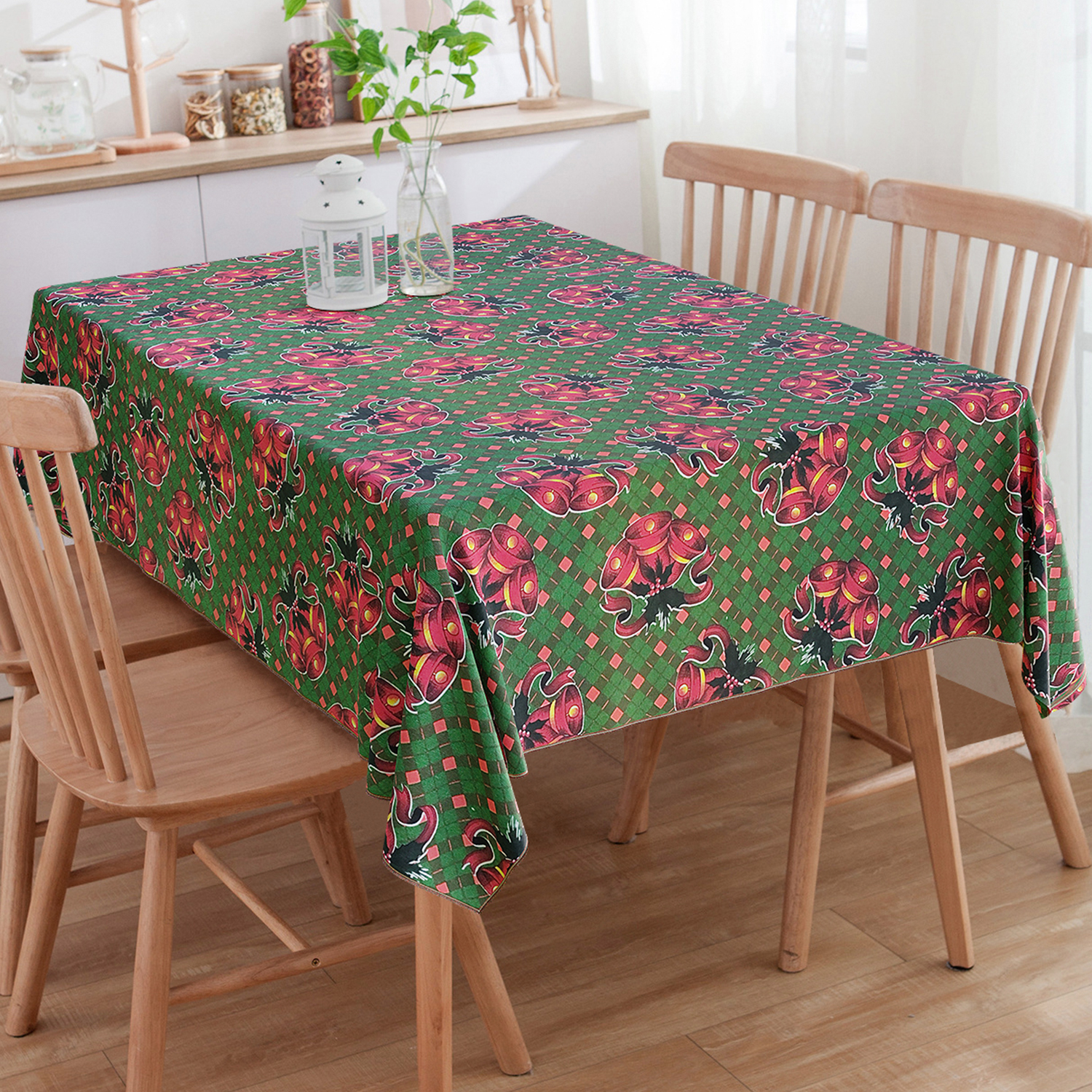 Toalha De Mesa Retangular Natalina Sinos 6 Lugares