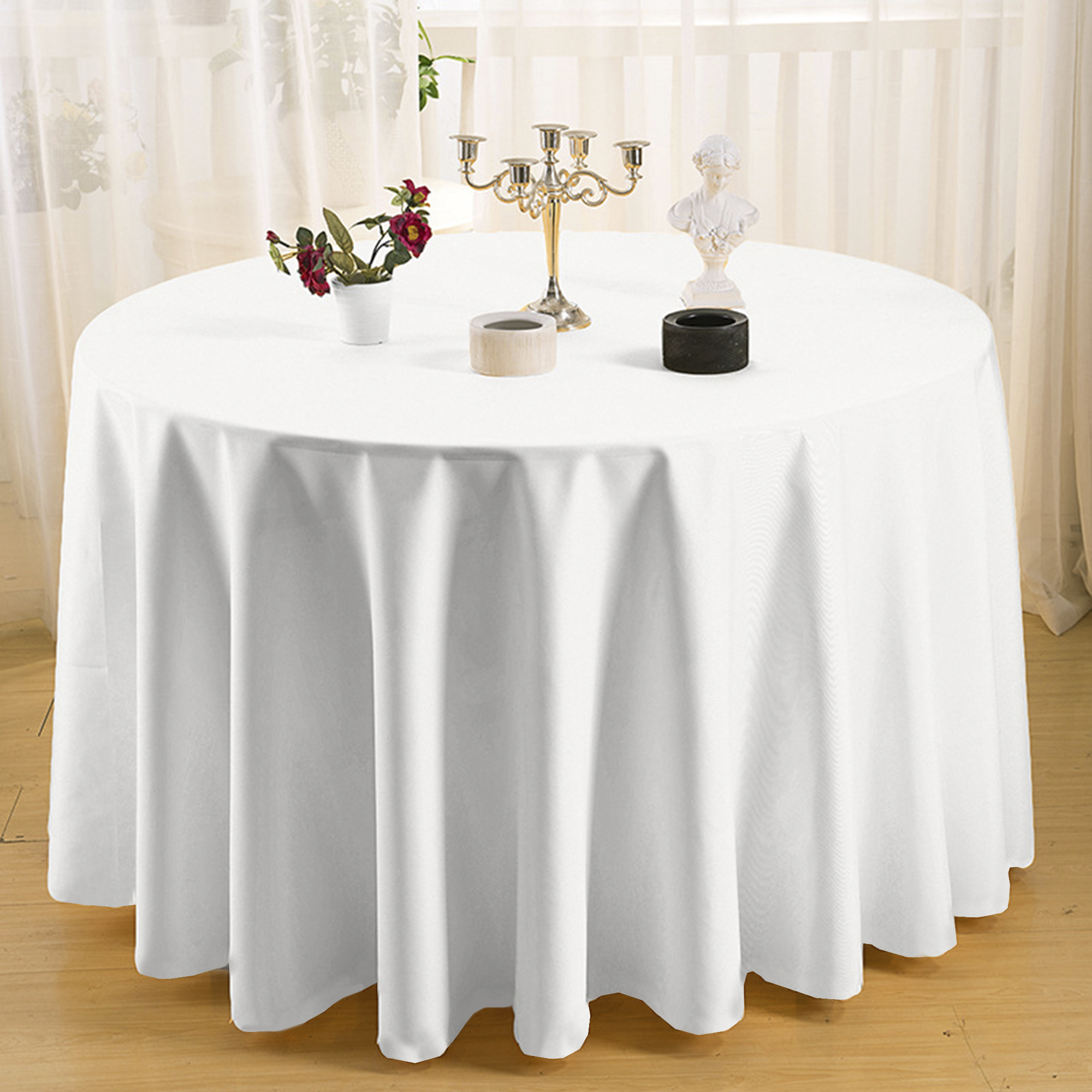 Toalha de Mesa Oxford Branco 3.00m Redonda