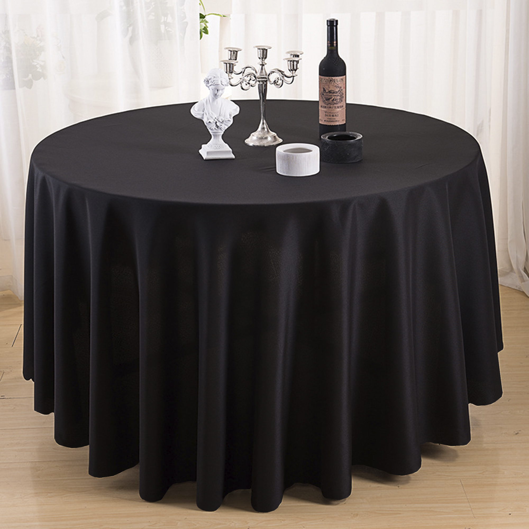 Toalha de Mesa Oxford Preto 3.00m Redonda