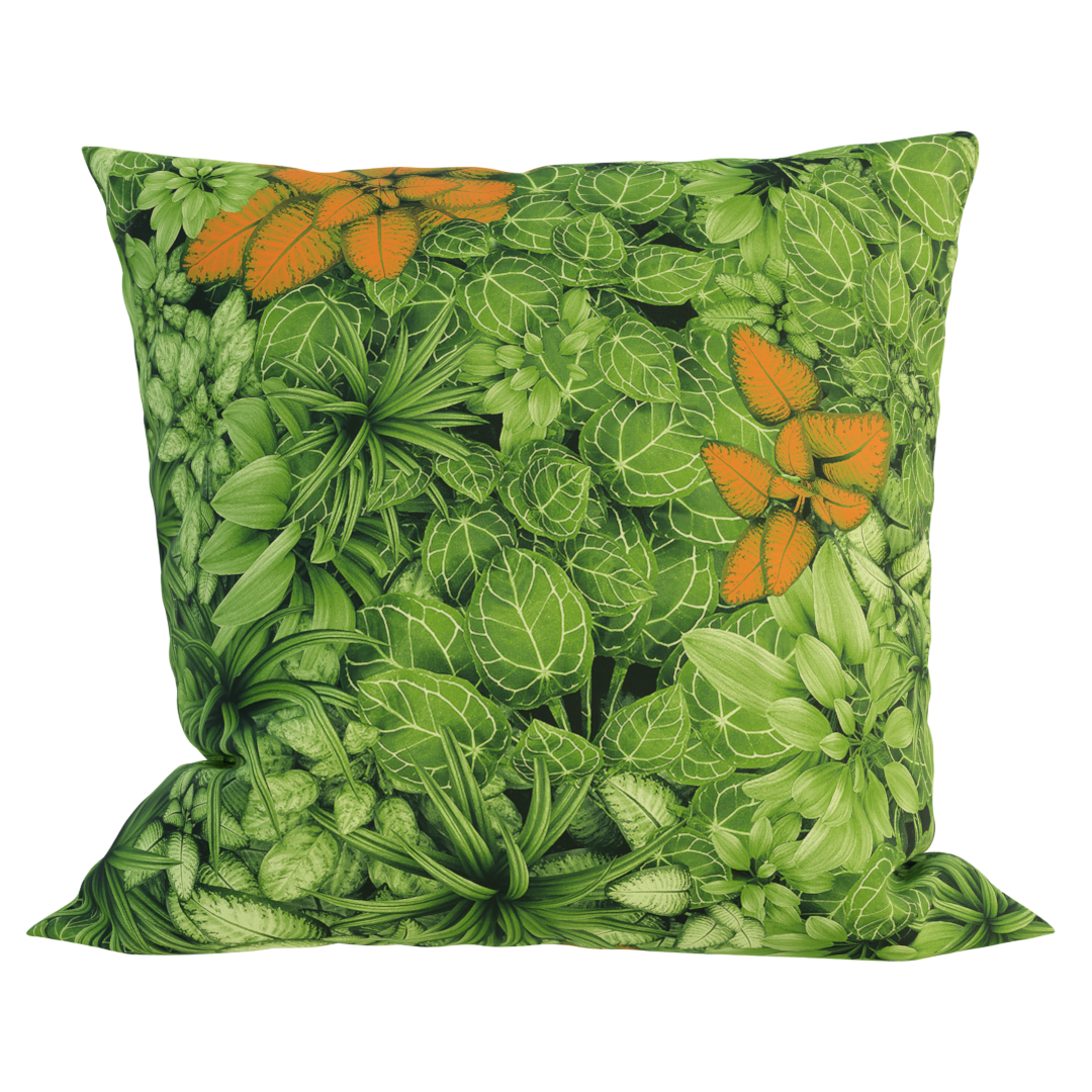 Capa para Almofada Jacquard Pantanal Laranja e Verde