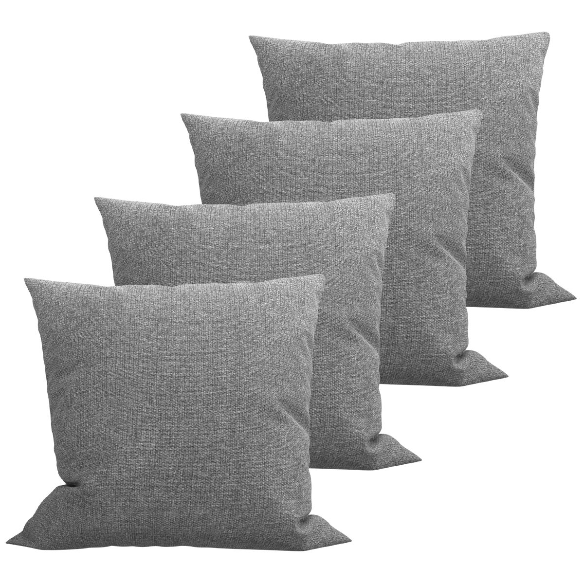 04 Capas Para Almofada Jacquard Linho Cinza Chumbo Rústico