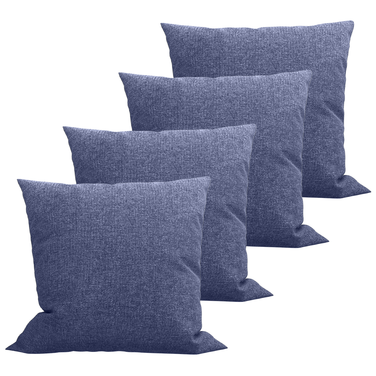 04 Capas Para Almofada Jacquard Linho Azul Marinho Rústico