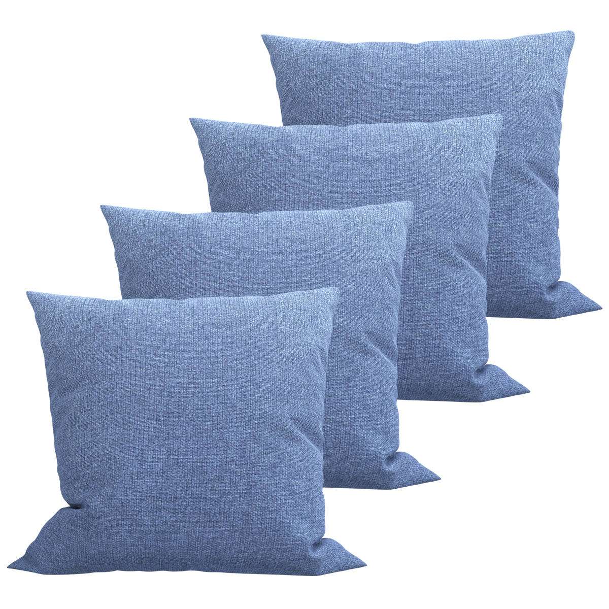 04 Capas Para Almofada Jacquard Linho Azul Rústico