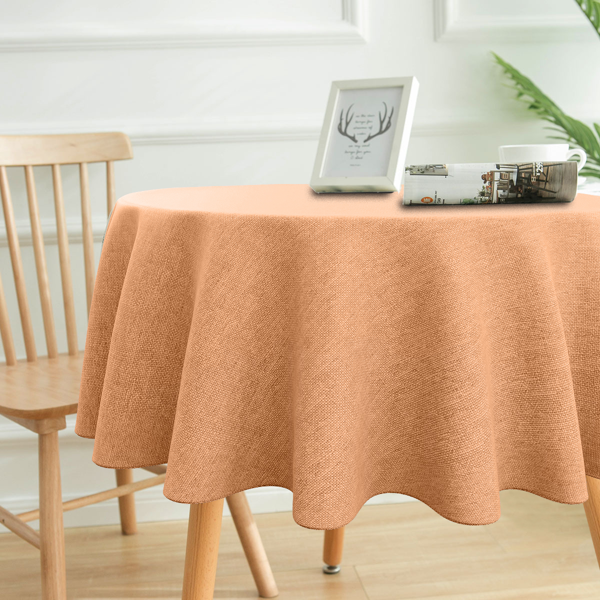 Toalha De Mesa Linho Redonda Terra Cota 1.50m