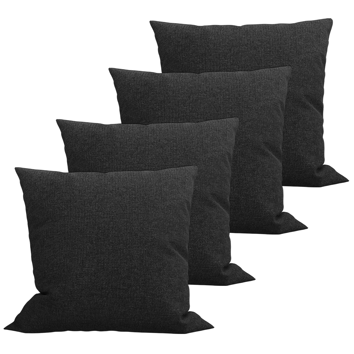 04 Capas Para Almofada Jacquard Linho Preto Rústico