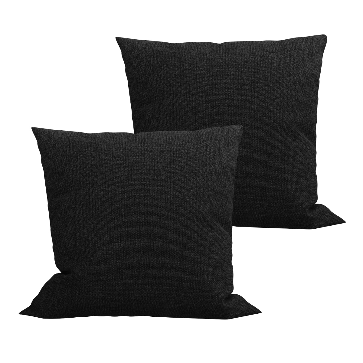 02 Capas Para Almofada Jacquard Linho Preto Rústico